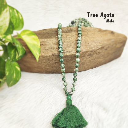 Tree Agate Crystal Mala