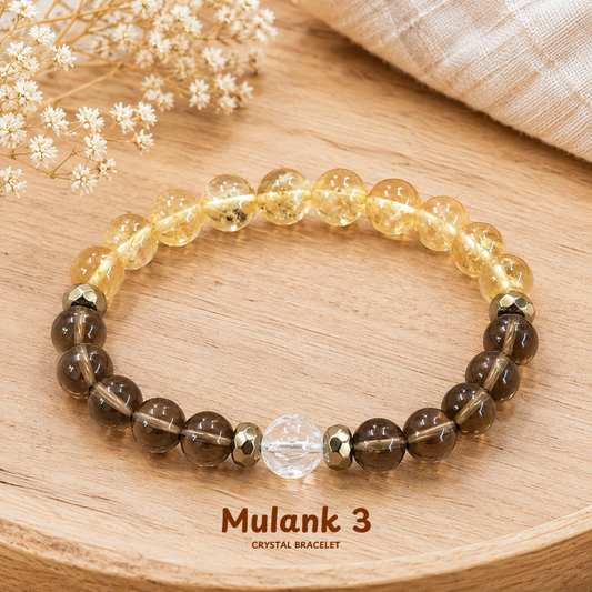 Mulanka 3 Numerology Bracelet – Birth Number 3 (Citrine + Smoky Quartz)
