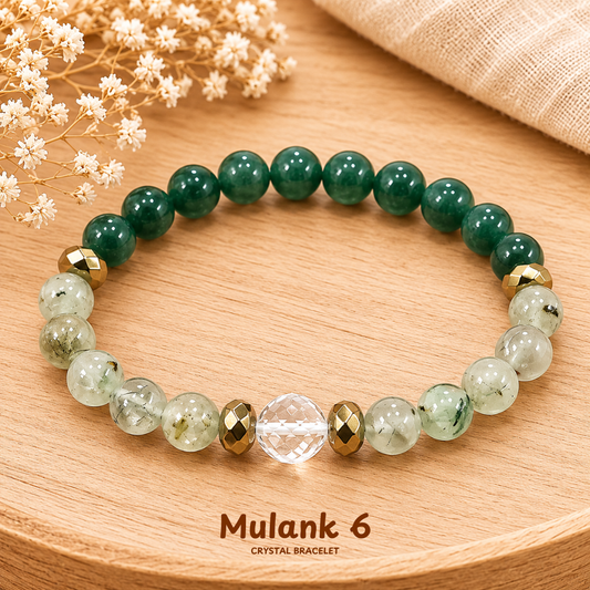 Mulanka 6 Numerology Bracelet – Birth Number 6 (Green Onyx + Prehnite)