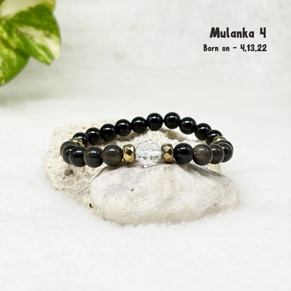Mulanka 4 Bracelet :Gold Sheen Obsidian + Black Tourmaline