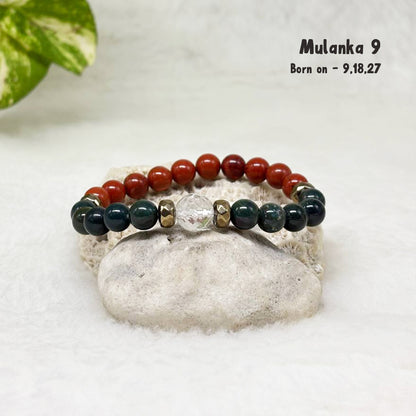 Mulanka 9 Bracelet : Bloodstone + Red Jasper