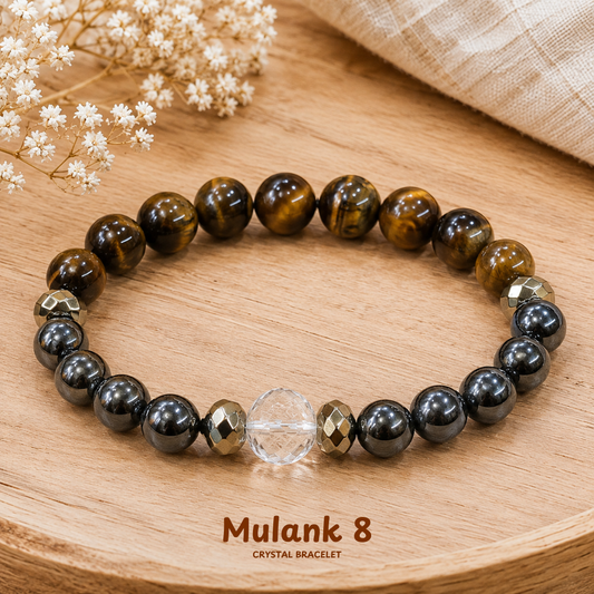 Mulanka 8 Numerology Bracelet – Birth Number 8 (Tiger's Eye + Hematite)