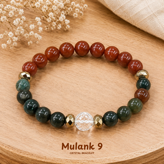Mulanka 9 Numerology Bracelet – Birth Number 9 (Bloodstone + Red Jasper)