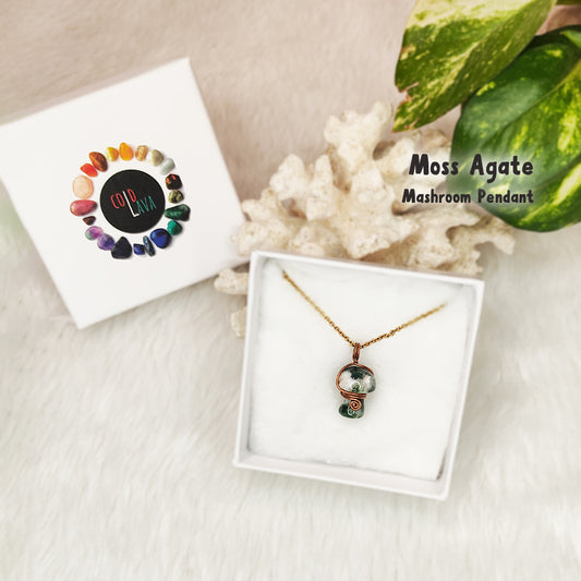 Moss Agate Mushroom Pendant
