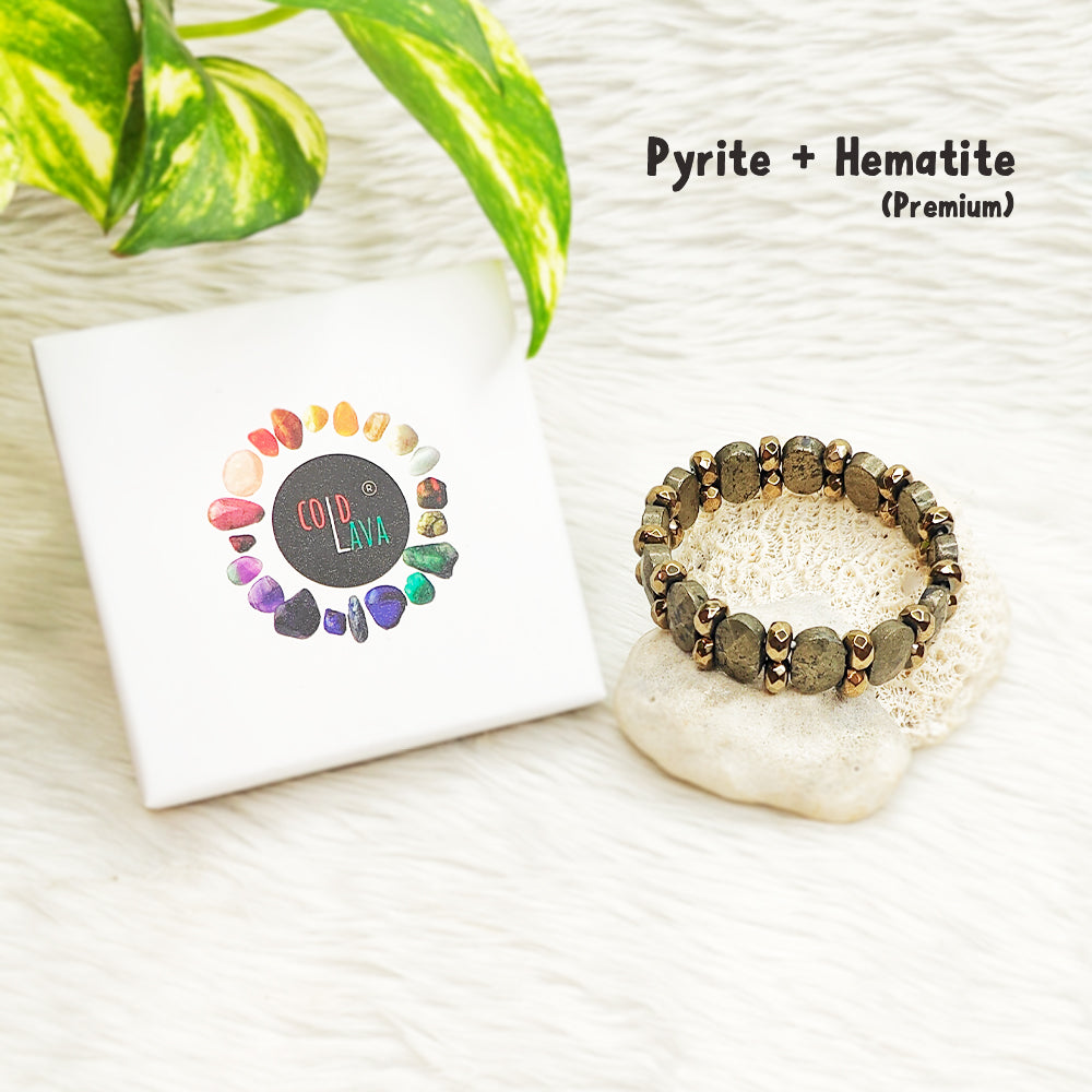 Premium Pyrite + Hematite Bracelet