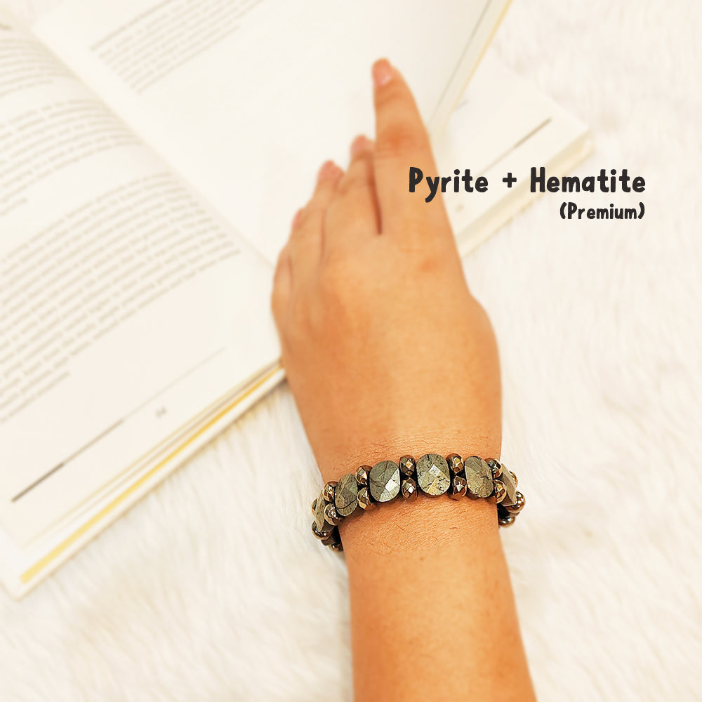 Premium Pyrite + Hematite Bracelet