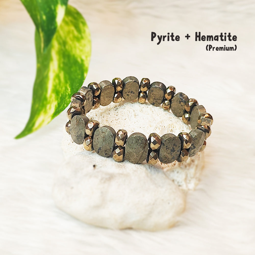 Premium Pyrite + Hematite Bracelet