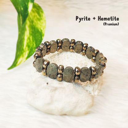 Premium Pyrite + Hematite Bracelet
