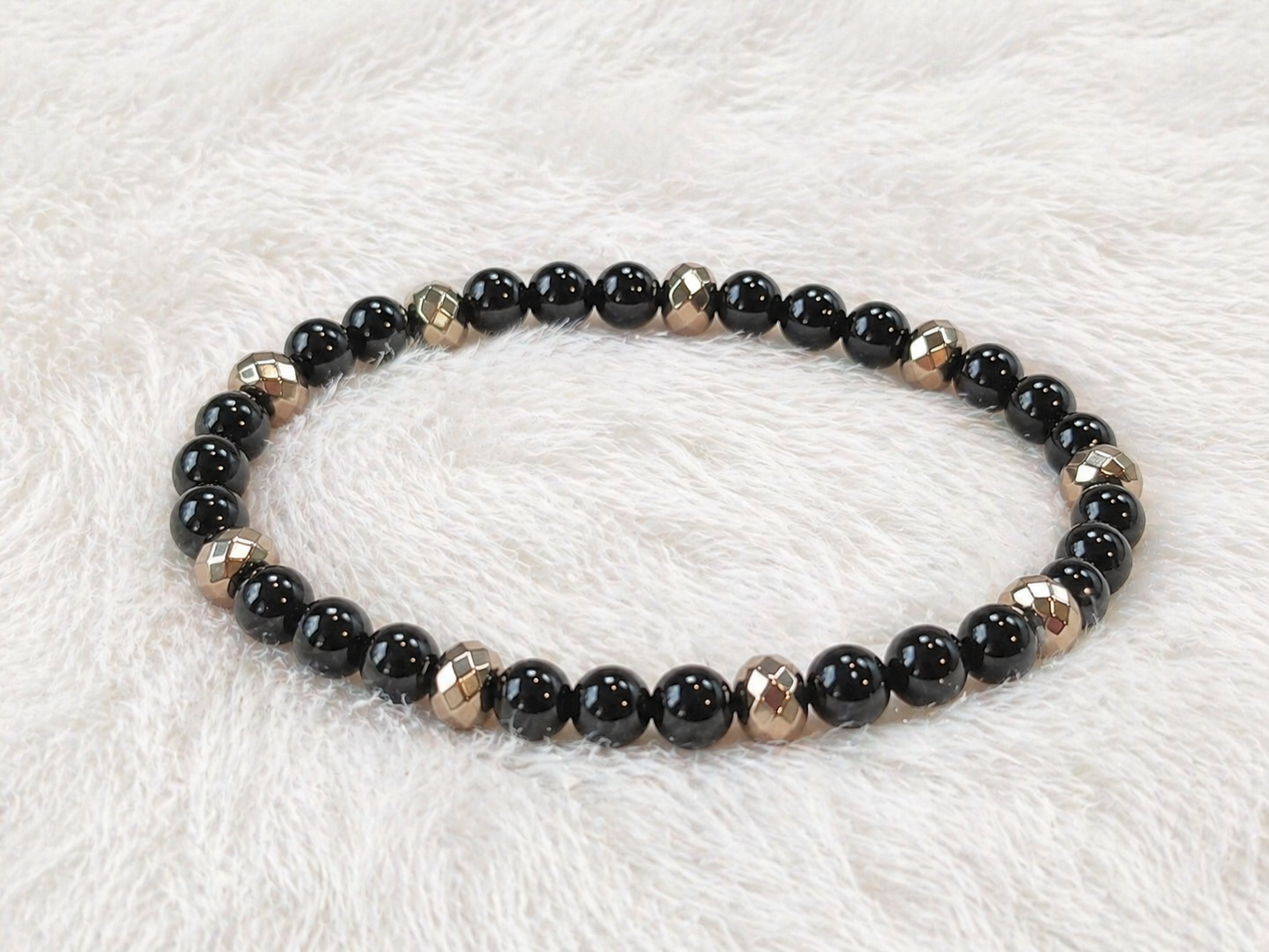 Black Tourmaline (6mm) Hematite anklet
