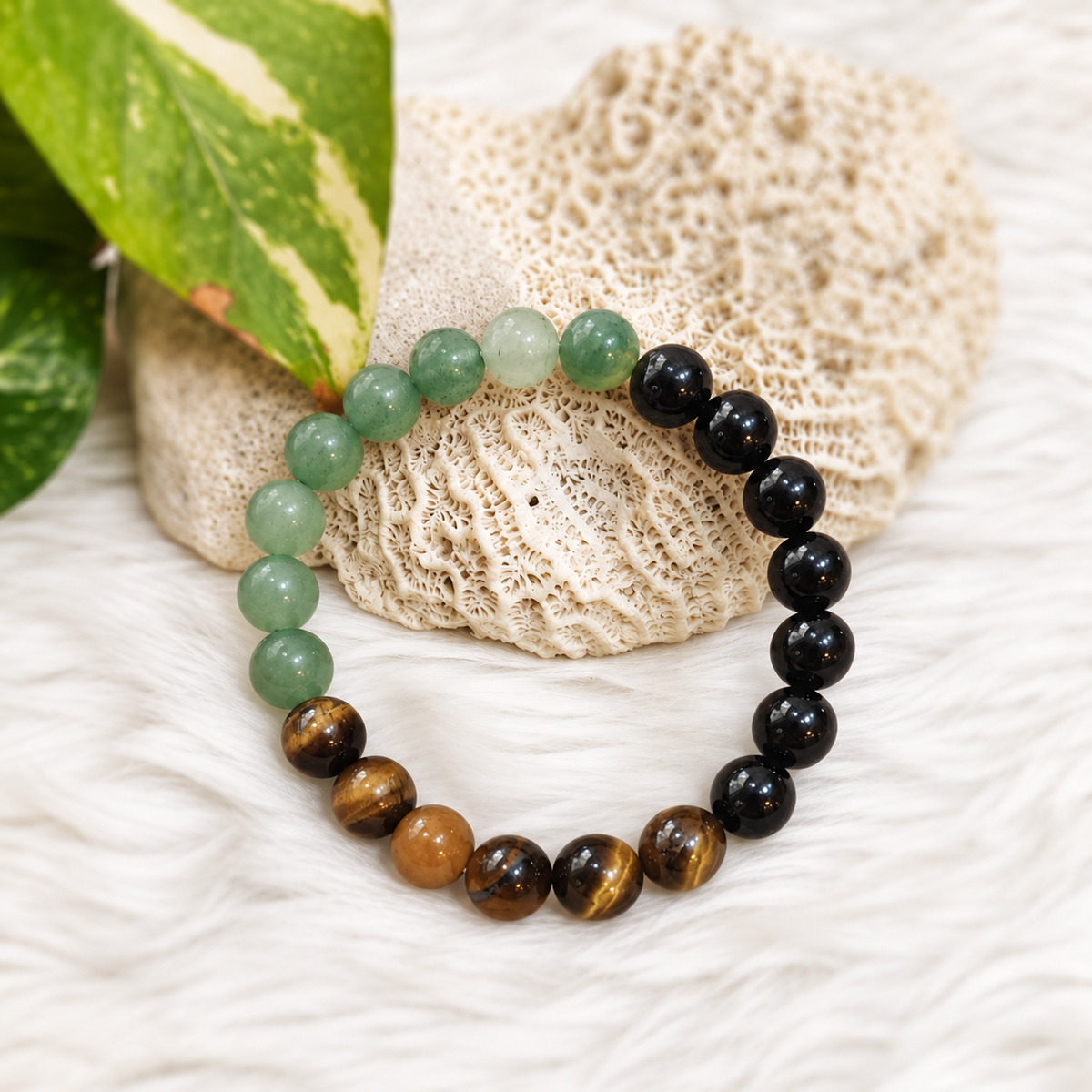 Nazar Protection crystal bracelet for money and abundance with evil eye charm - Cold Lava Studio