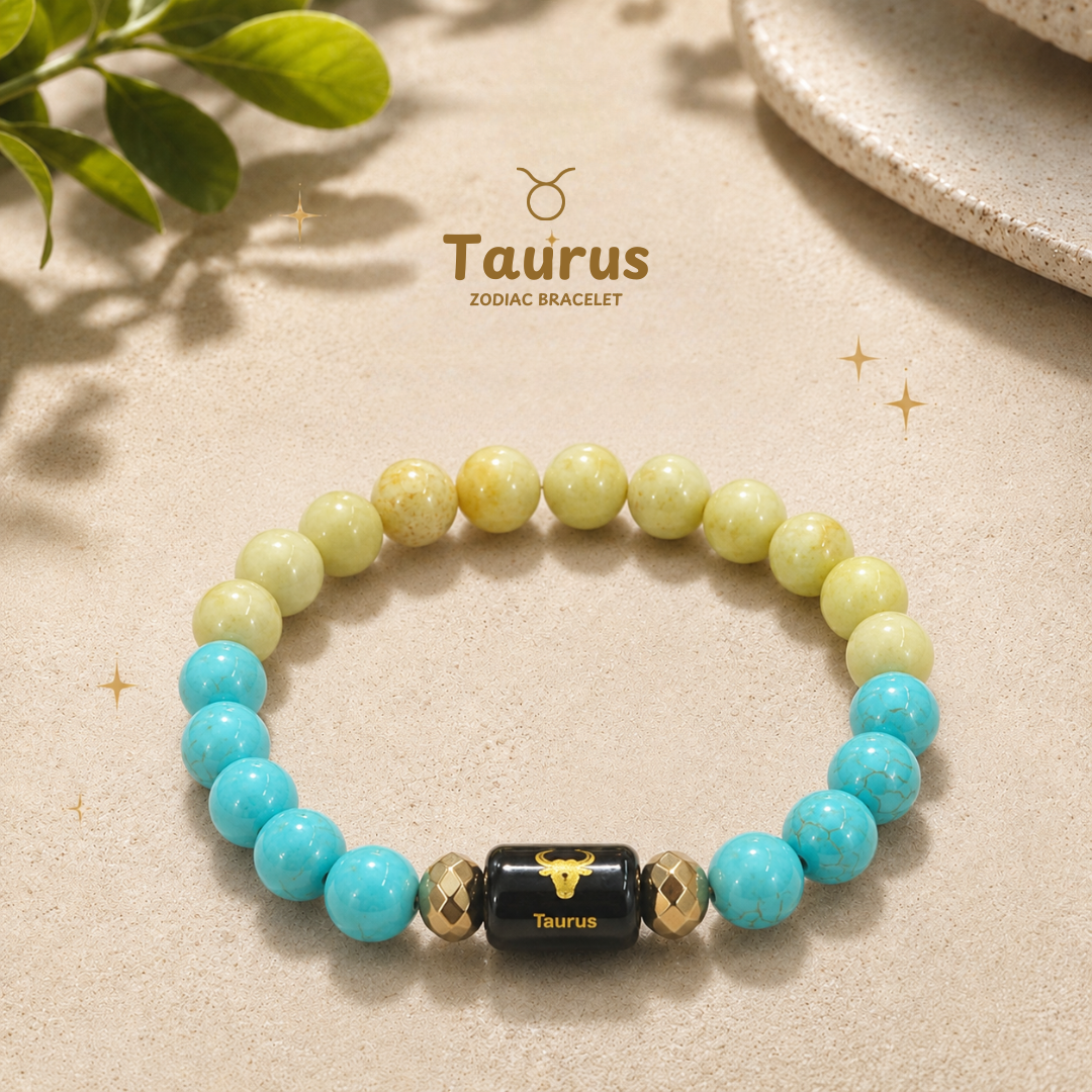 Taurus Zodiac Bracelet – वृषभ (Vrishabh) | Turquoise + Serpentine
