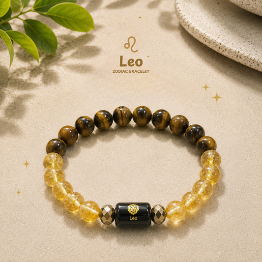 Leo Zodiac Bracelet – सिंह (Singh) | Citrine + Tiger's Eye