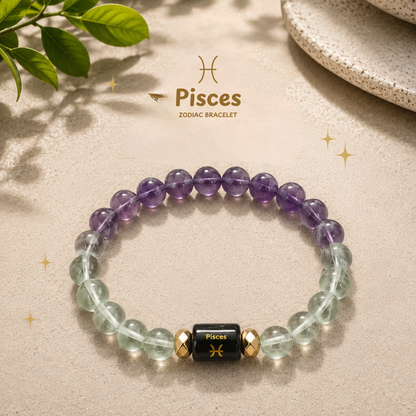 Pisces Zodiac Bracelet – मीन (Meen) | Amethyst + Moonstone