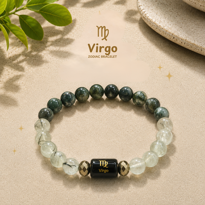 Virgo Zodiac Bracelet – कन्या (Kanya) | Aquamarine + Lapis Lazuli