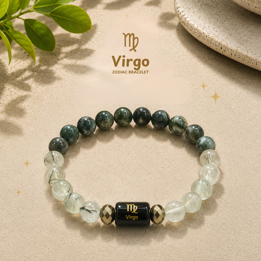 Virgo Zodiac Bracelet – कन्या (Kanya) | Aquamarine + Lapis Lazuli